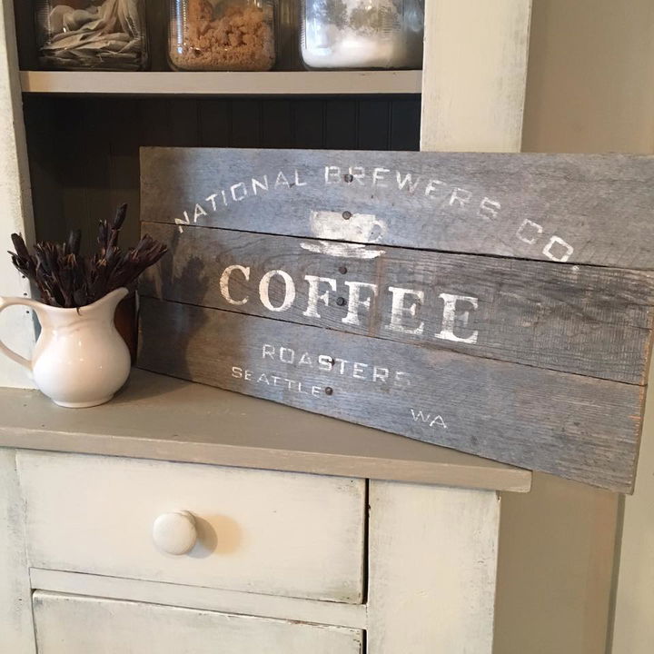 diy pallet coffee sign display plate
