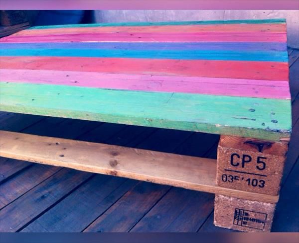 One Pallet Rainbow Coffee Table | Pallet Furniture Plans