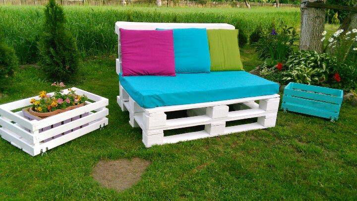 Wooden pallet two seater sofa