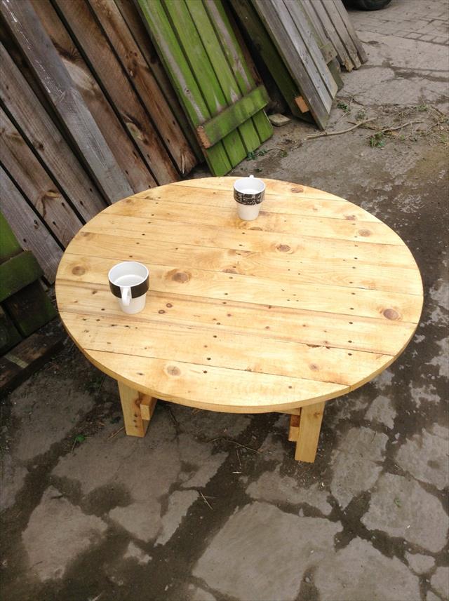 DIY Pallet Round Top Coffee Table | Pallet Furniture Plans